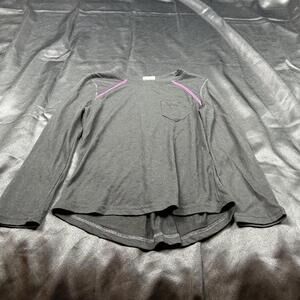 Danskin Now Girls Black Long Sleeve Athletic Size S 6 Pink accent‎ Active Top